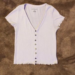 American eagle off- white button top